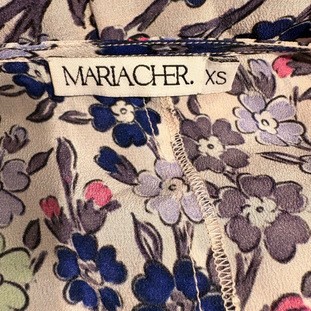 MARIA CHER RUCHED LONG SLEEVE MIDI DRESS FLORAL PRINT SIZE XS - Picture 7 of 9